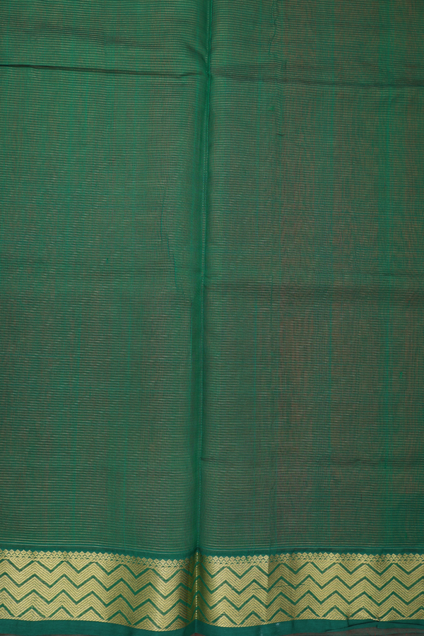 Silk Cotton Saree In Bright Orange With Stripes Design