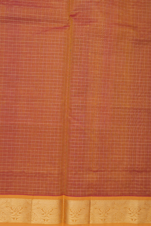 Traditional Silk Cotton Saree In Purple With Checks Design