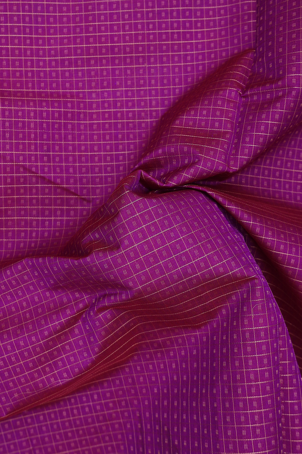 Traditional Silk Cotton Saree In Purple With Checks Design