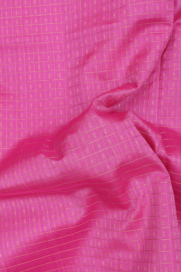 Traditional Silk Cotton Saree In Pink With Checks Design