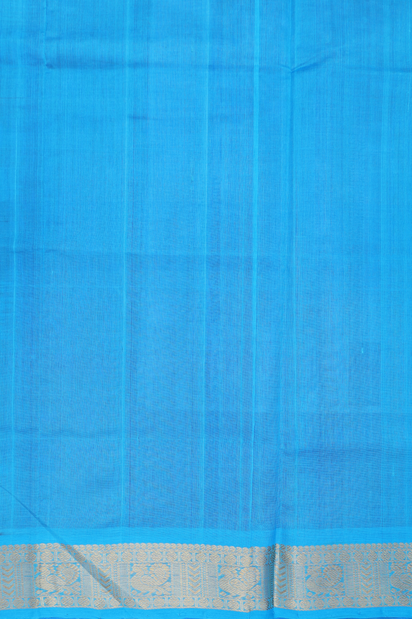 Silk Cotton Saree In Royal Blue With Paisley Motifs