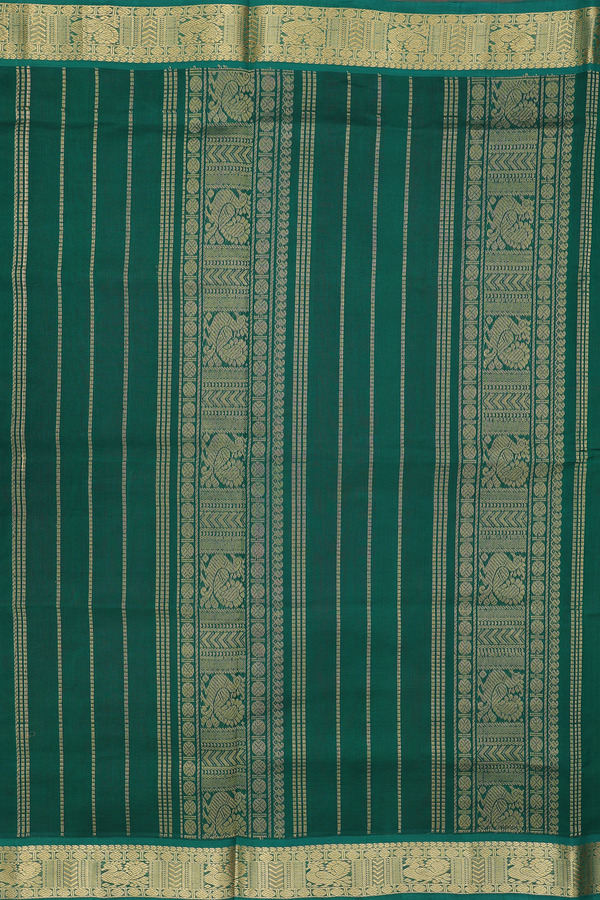 Silk Cotton Saree In Bright Orange With Paisley Motifs