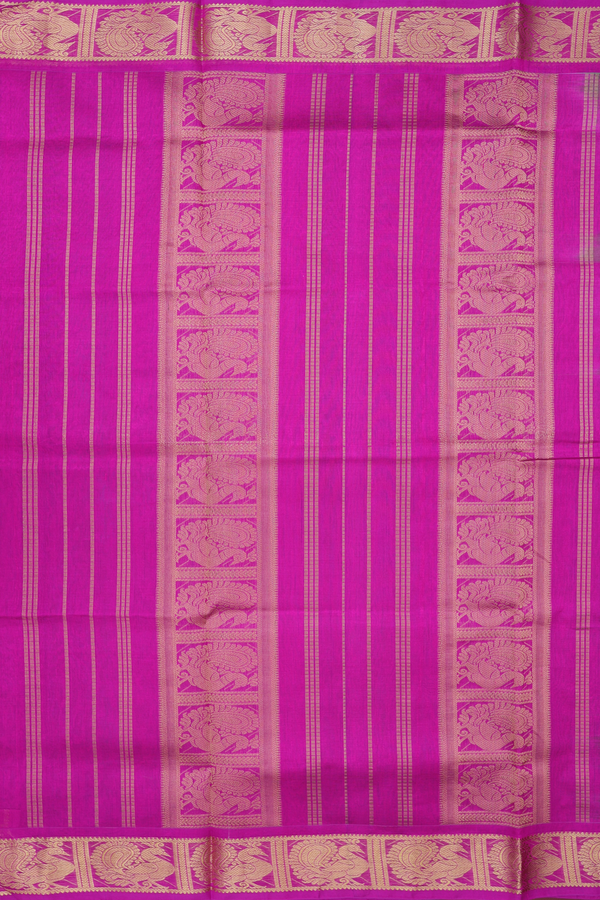 Silk Cotton Saree In Blue With Paisley Design