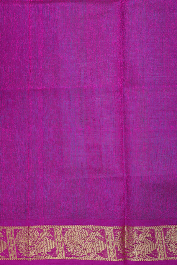 Silk Cotton Saree In Blue With Paisley Design