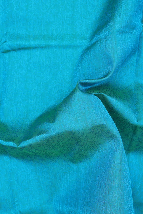 Silk Cotton Saree In Blue With Paisley Design