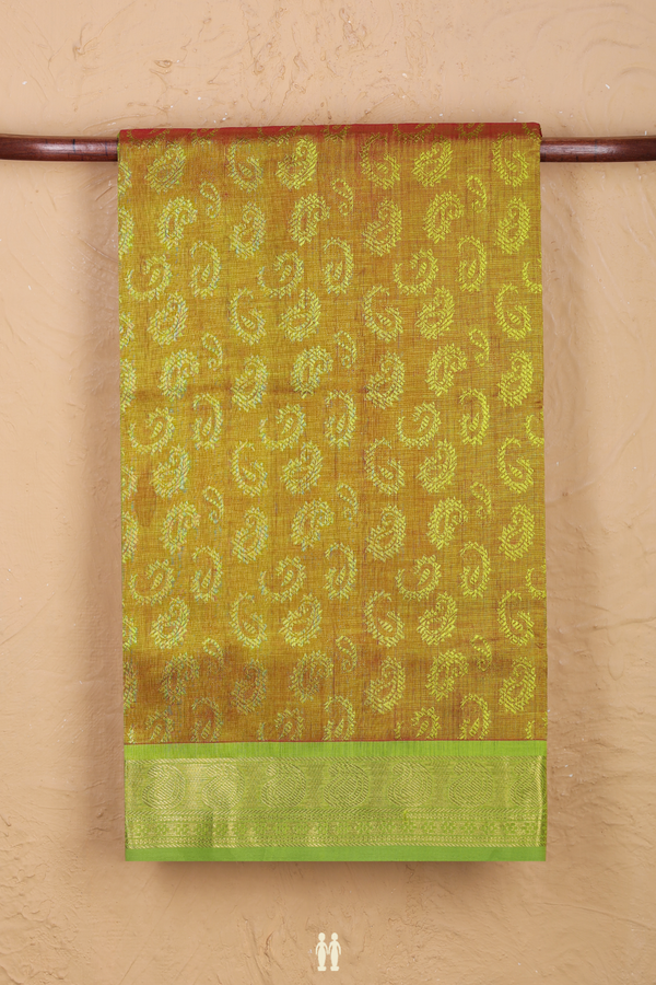 Silk Cotton Saree In Dual Tone With Paisley Design