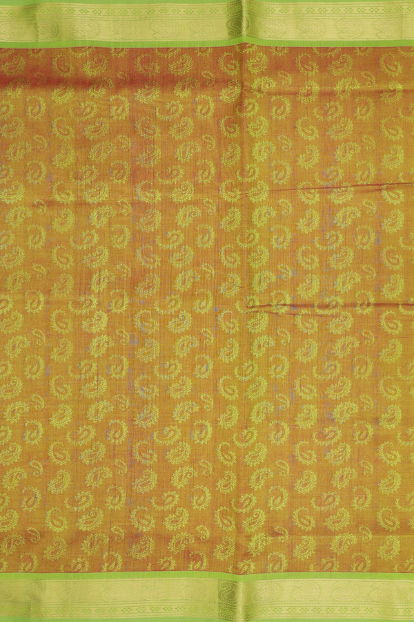 Silk Cotton Saree In Dual Tone With Paisley Design