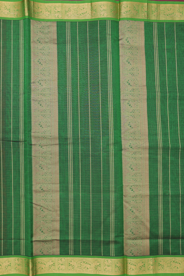 Traditional Silk Cotton Saree In Maroon With Checks Design