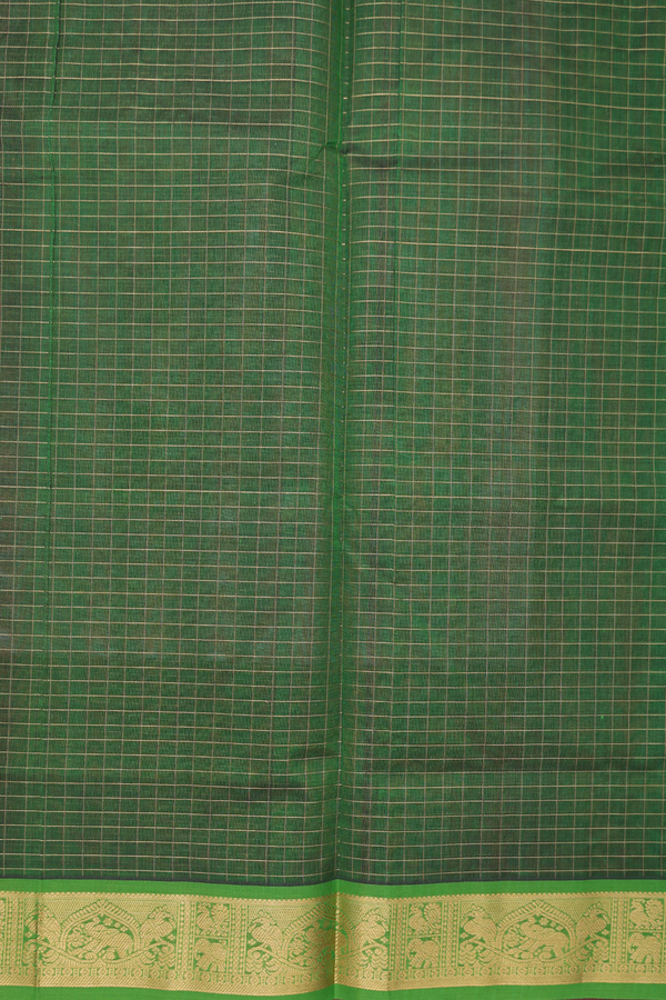 Traditional Silk Cotton Saree In Maroon With Checks Design