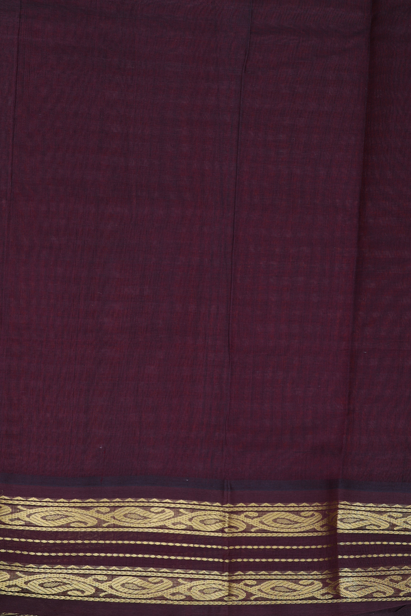 Silk Cotton Saree In Orange And White With Checks Design