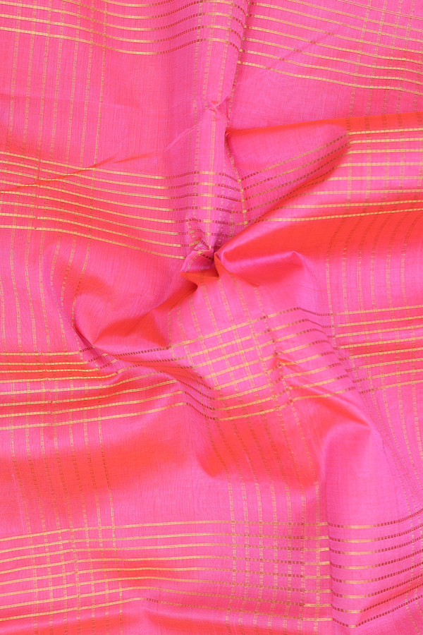 Traditional Silk Cotton Saree In Pink With Checks Design