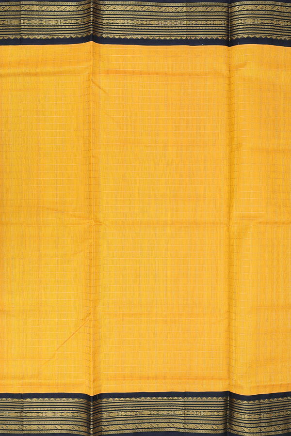 Traditional Silk Cotton Saree In Yellow With Checks Design