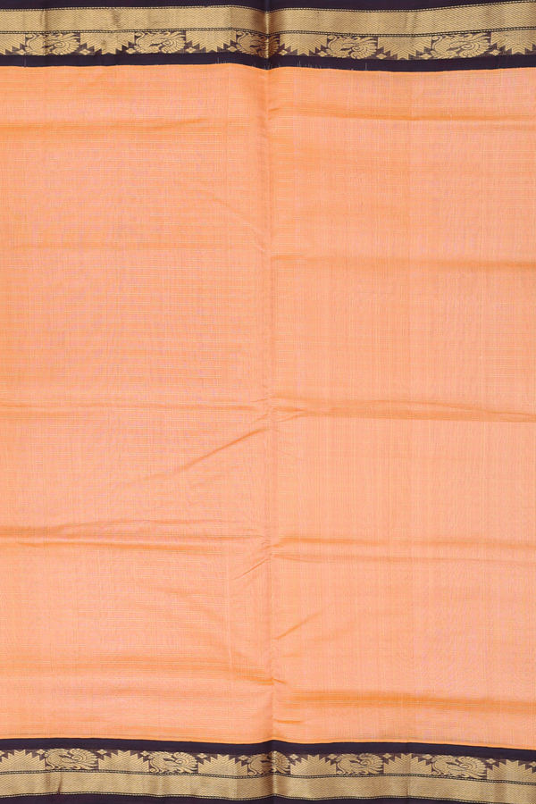 Traditional Silk Cotton Saree In Orange With Checks Design