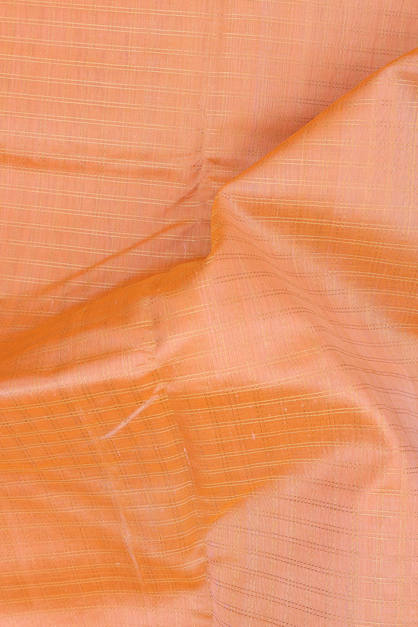 Traditional Silk Cotton Saree In Orange With Checks Design