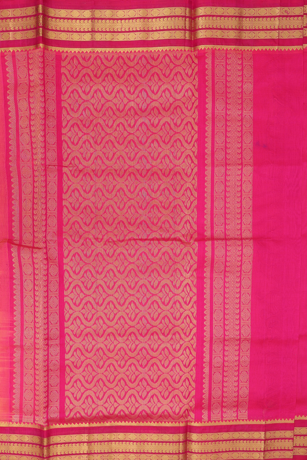 Silk Cotton Saree In Orange With Contrast Border