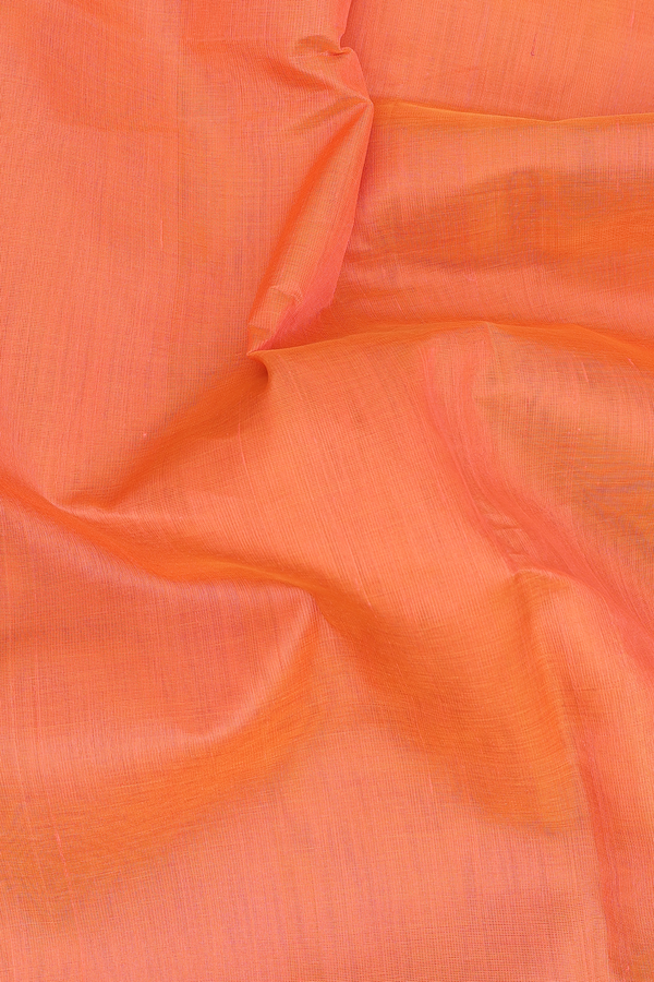 Silk Cotton Saree In Orange With Contrast Border