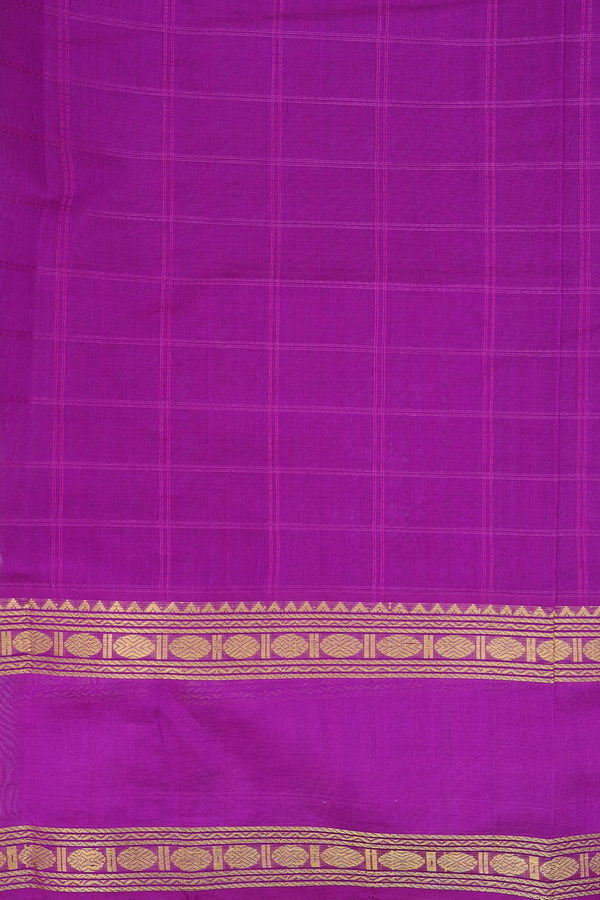 Traditional Silk Cotton Saree In Grey With Checks Design