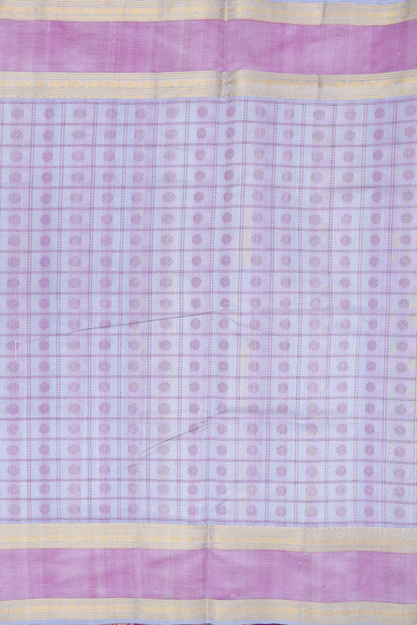 Traditional Silk Cotton Saree In Grey With Checks Design