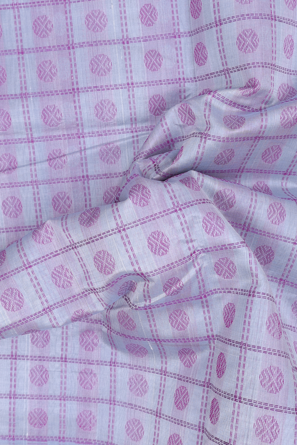 Traditional Silk Cotton Saree In Grey With Checks Design