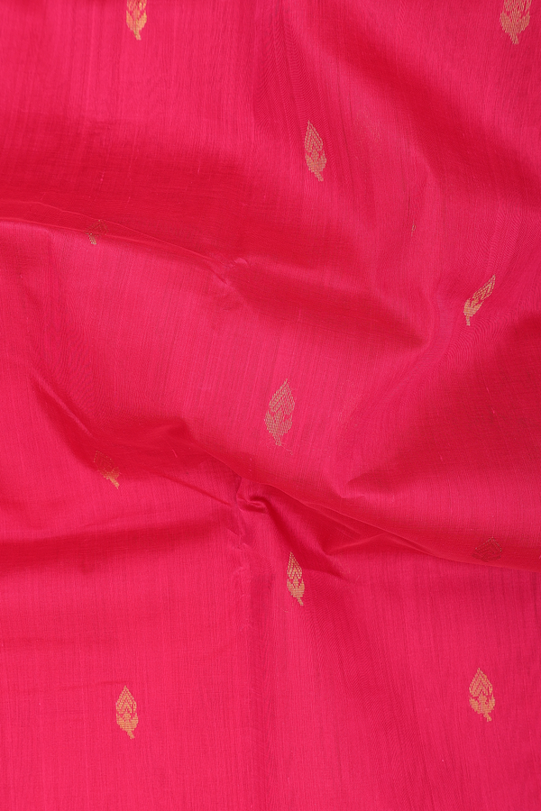 Silk Cotton Saree In Reddish Pink With Floral Buttas