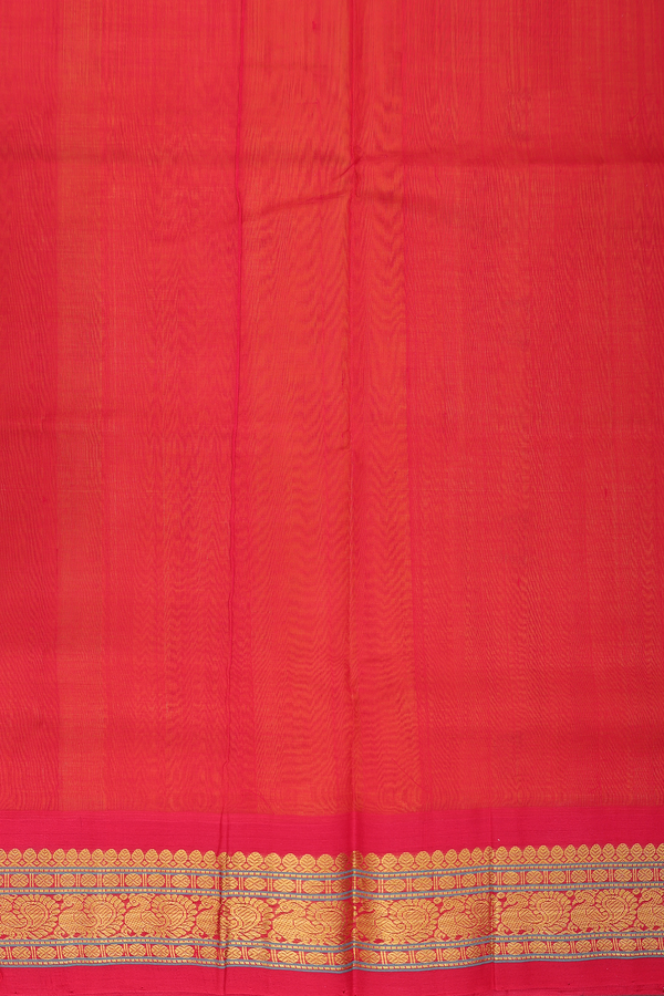 Silk Cotton Saree In Yellow With Rudraksh Buttas
