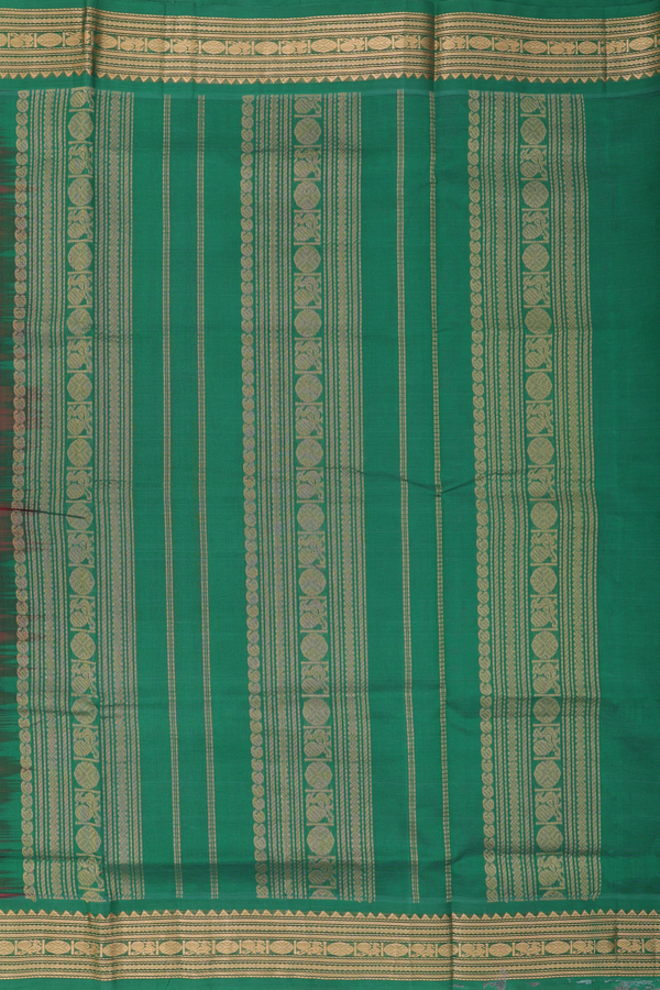 Silk Cotton Saree In Magenta With Checks Design