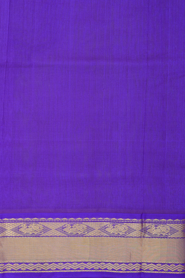 Silk Cotton Saree In Lime Green With Peacock Buttas