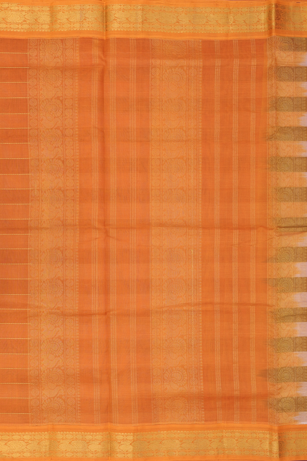 Silk Cotton Saree In Green And White With Checks Design