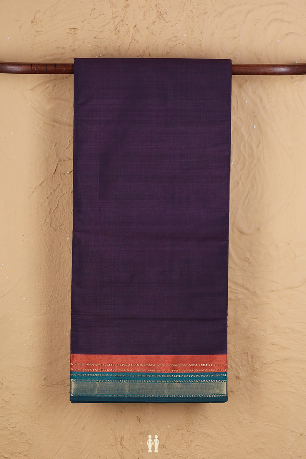 Nine Yards Cotton Saree In Deep Purple With Contrast Border