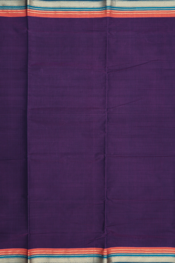 Nine Yards Cotton Saree In Deep Purple With Contrast Border