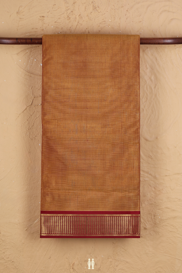 Nine Yards Cotton Saree In Brown With Contrast Border