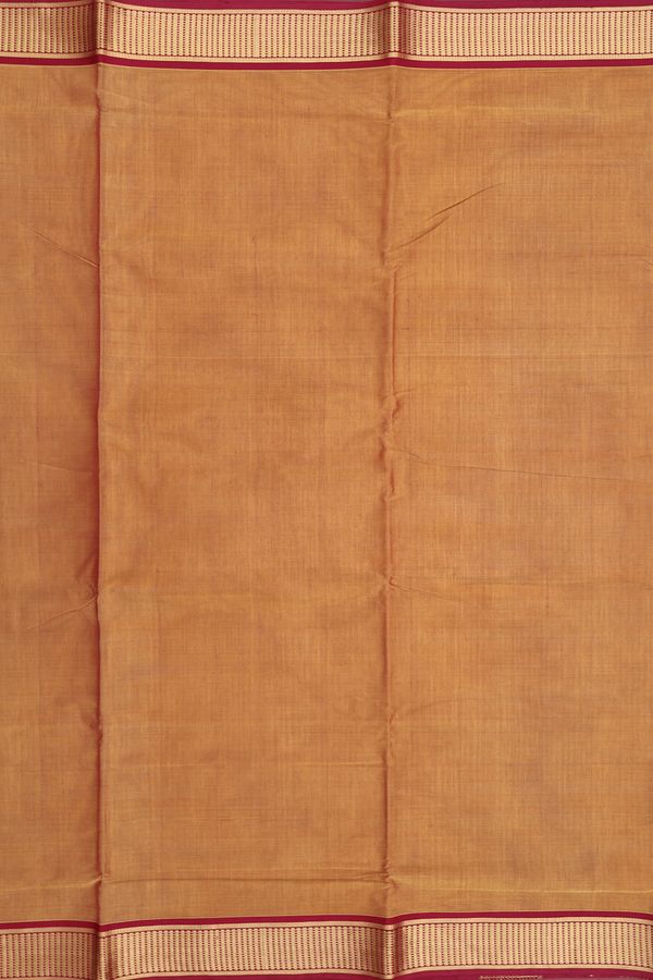 Nine Yards Cotton Saree In Brown With Contrast Border