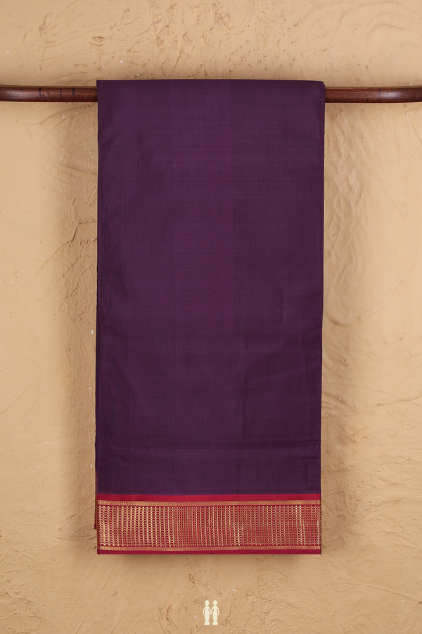 Nine Yards Cotton Saree In Grape Purple With Contrast Border