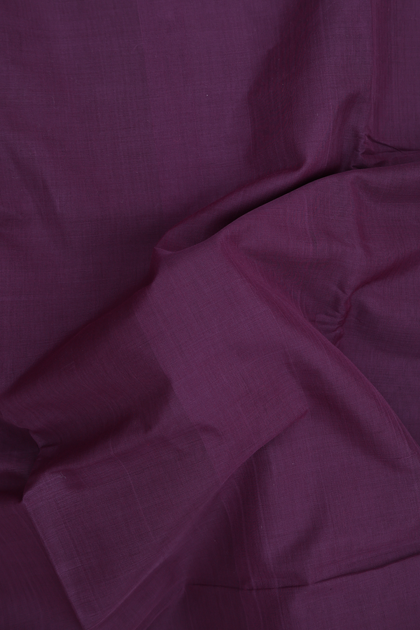 Nine Yards Cotton Saree In Grape Purple With Contrast Border