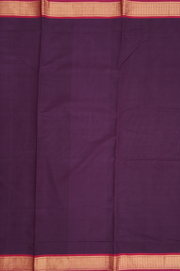Nine Yards Cotton Saree In Grape Purple With Contrast Border