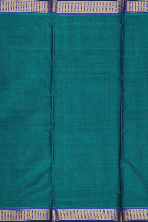 Nine Yards Cotton Saree In Teal Blue With Zari Border