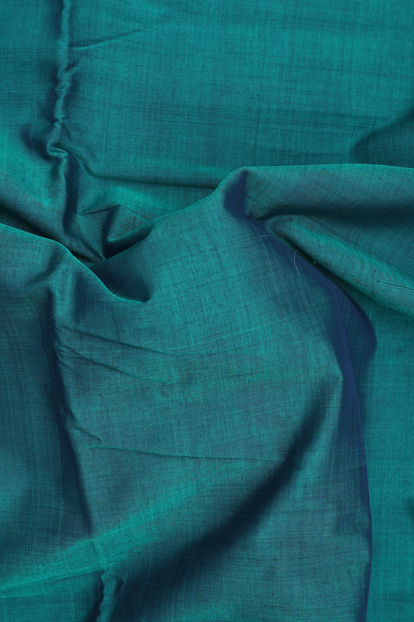 Nine Yards Cotton Saree In Teal Blue With Zari Border