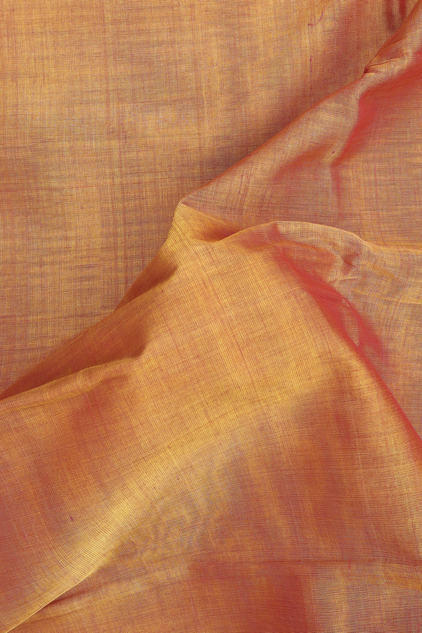 Nine Cotton Saree In Yellowish Orange With Contrast Border