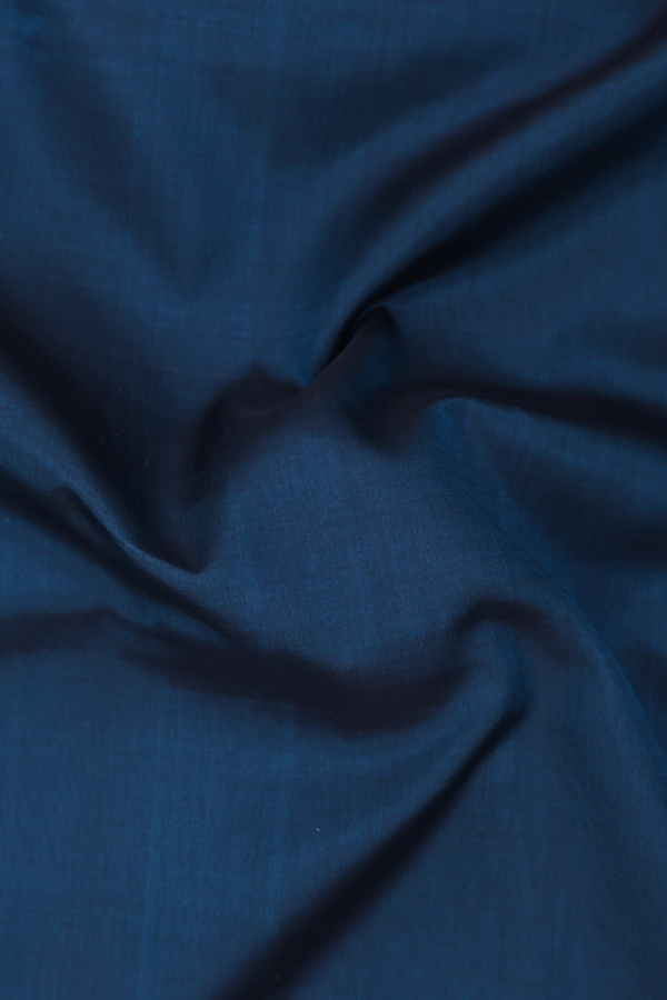 Nine Yards Silk Cotton Saree In Prussian Blue With Zari Border