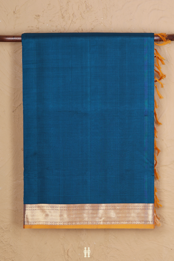 Nine Yards Silk Cotton Saree In Capri Blue With Zari Border