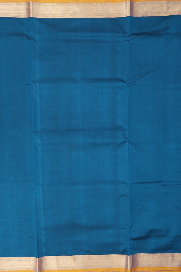 Nine Yards Silk Cotton Saree In Capri Blue With Zari Border