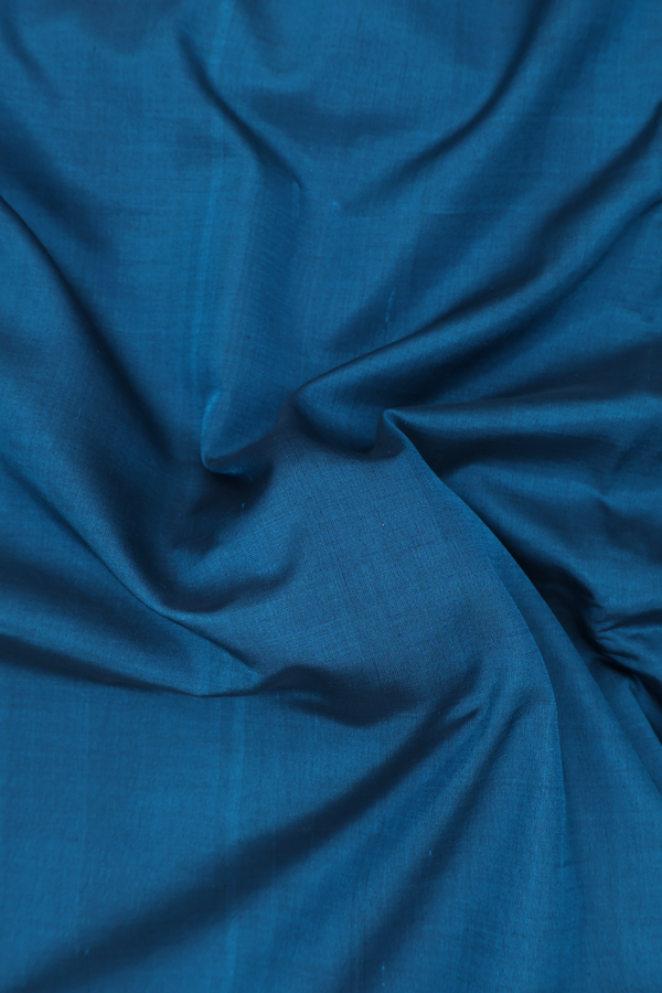 Nine Yards Silk Cotton Saree In Capri Blue With Zari Border