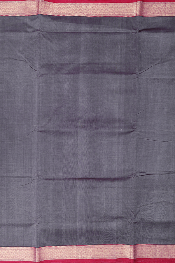 Nine Yards Silk Cotton Saree In Grey With Contrast Border