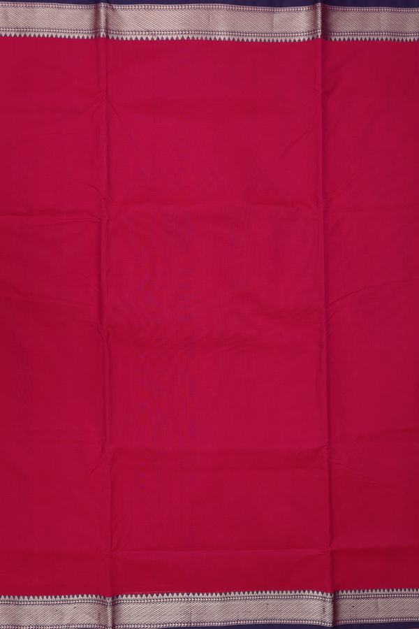 Nine Yards Silk Cotton Saree In Red With Contrast Border