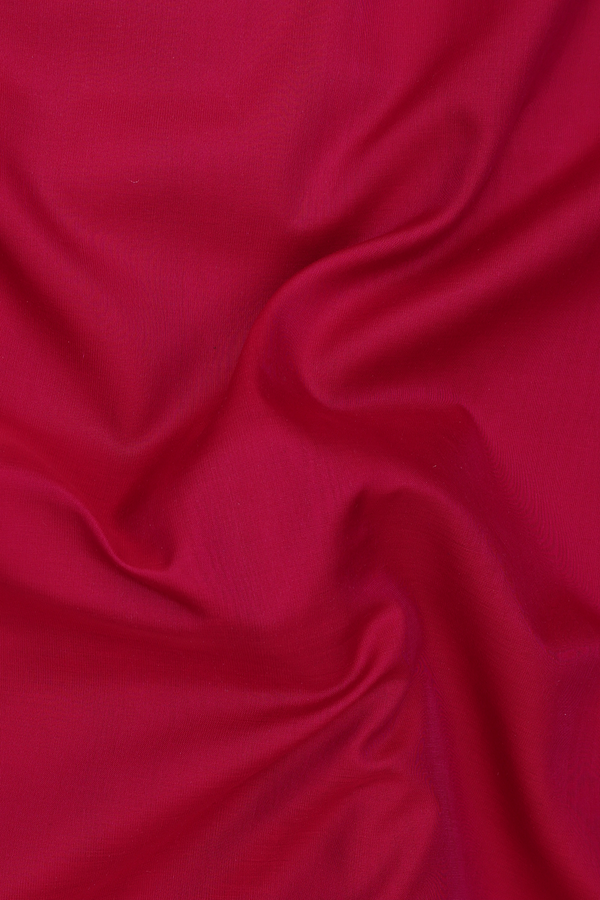 Nine Yards Silk Cotton Saree In Red With Contrast Border
