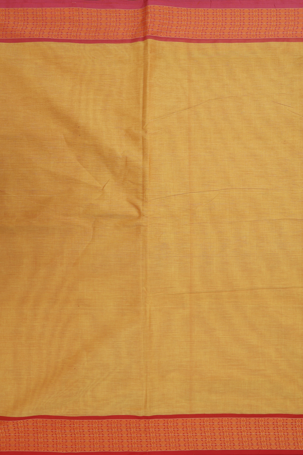 Nine Yards Cotton Saree In Yellow With Contrast Border