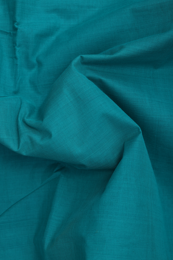 Nine Yards Cotton Saree In Green With Threadwork Border