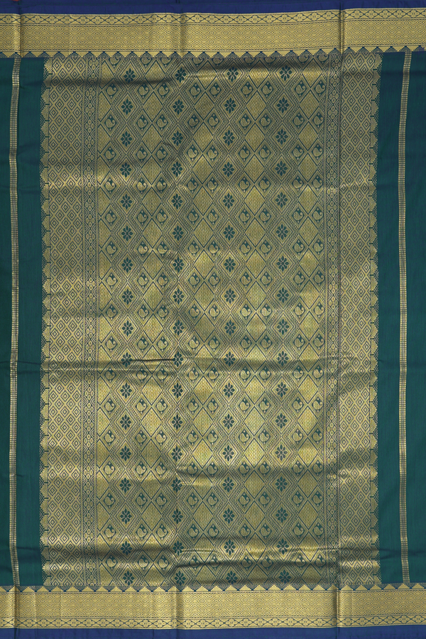 Nine Yards Apoorva Cotton Saree Dark Green With Zari Buttas