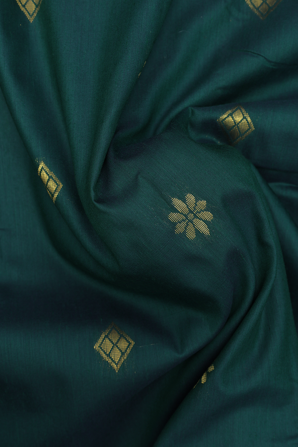Nine Yards Apoorva Cotton Saree Dark Green With Zari Buttas