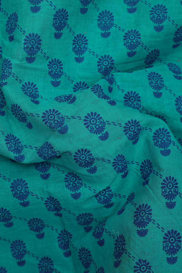 Nine Yards Sungudi Cotton Saree In Green With Floral Design